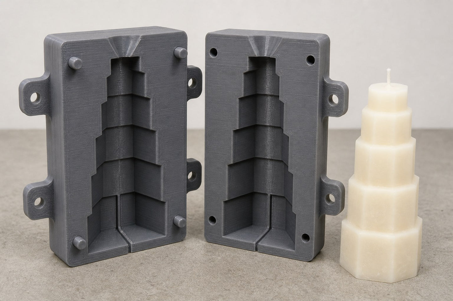 Hexapelare, 3D-printad ljusgjutform